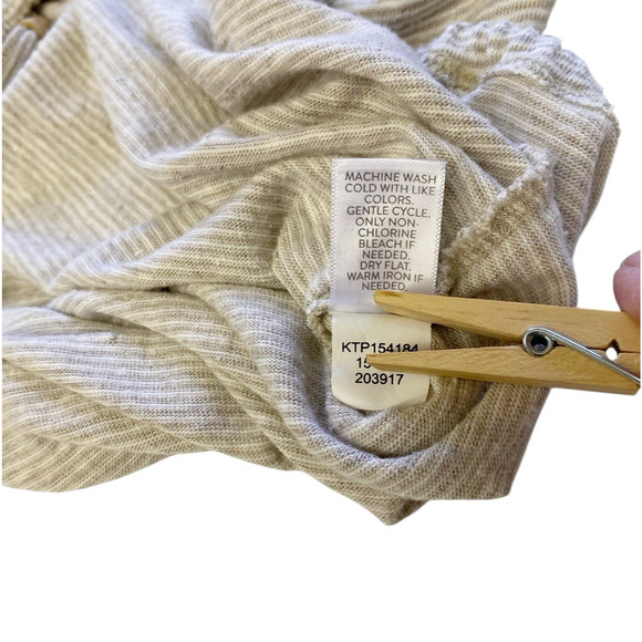 J. Jill Top Size 2X Tan Striped Linen Blend Knit Dolman Crochet Trim Casual Boho - Picture 7 of 9